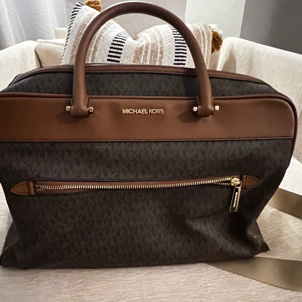 Michael Kors Brown Travel Bag with Gold Accents